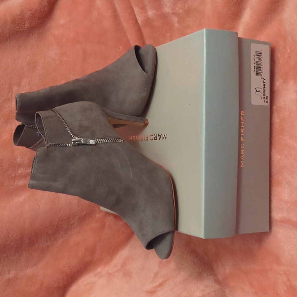 Marc Fisher Grey Swade Peep Toe Stiletto Heels